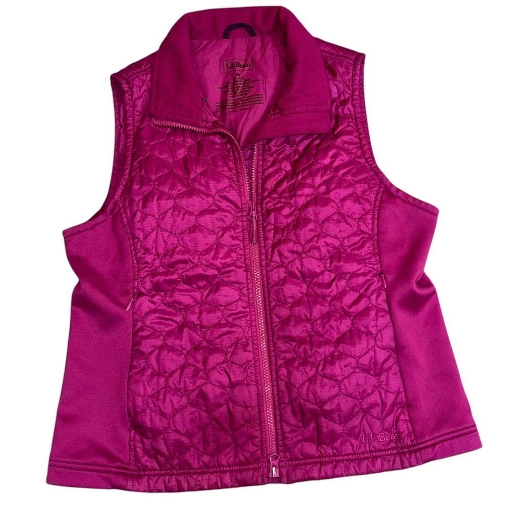 L. L. Bean Quilted Puffer Vest Fuchsia Pink Women’s M Feminine Girly Preppy Warm - Picture 3 of 13